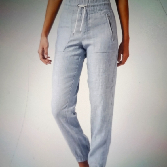 Athleta Retreat linen high waisted women's jogger cambray blue size 6 - Picture 1 of 8